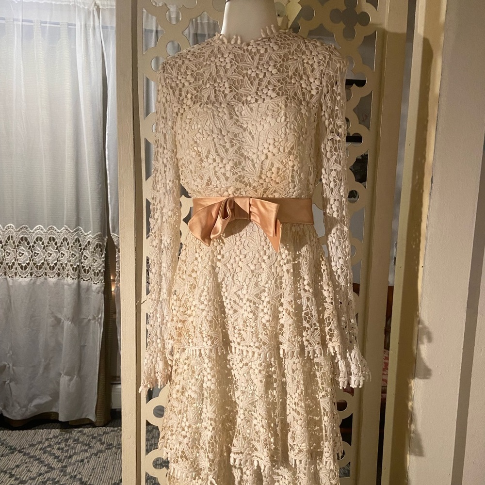 Vintage 1940s Ivory Lace Wedding Dress or Formal Dress Size Small-Medium